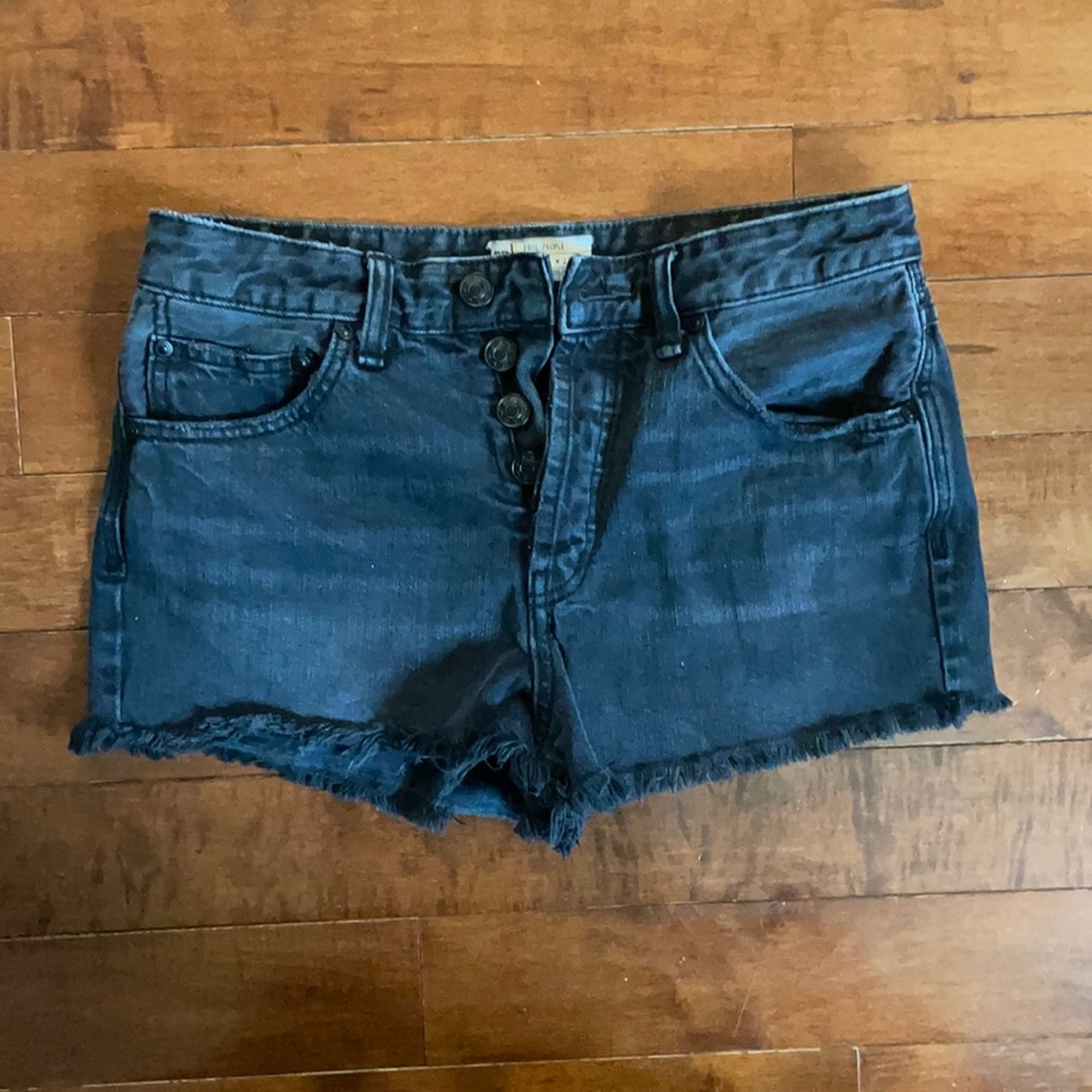 free people black denim shorts